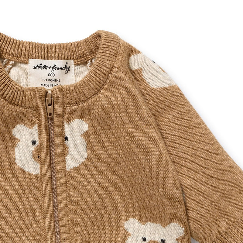 Organic Knit Growsuit -Beary Cute
