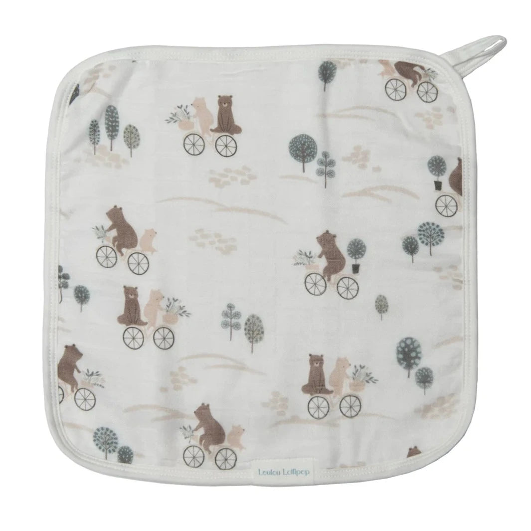 Muslin Washcloth Set (set of 3) - Bears on Bikes