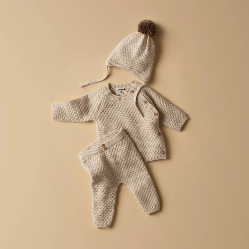 Organic Knit Bubble Legging - Cream