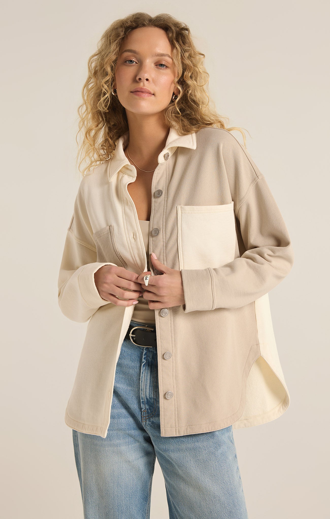 All Day Colour Block Jacket - Sea Salt