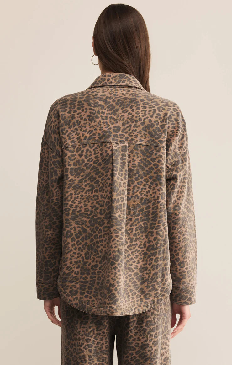 All Day Knit Jacket - Washed Leopard