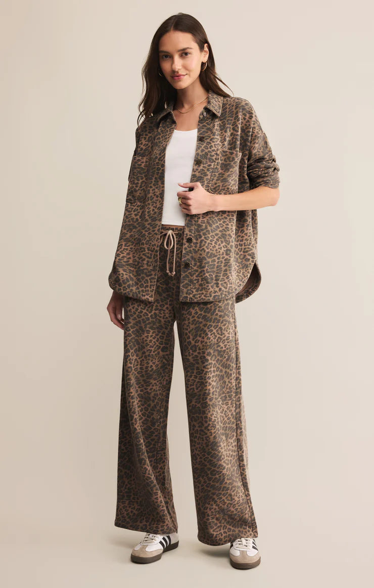All Day Knit Jacket - Washed Leopard