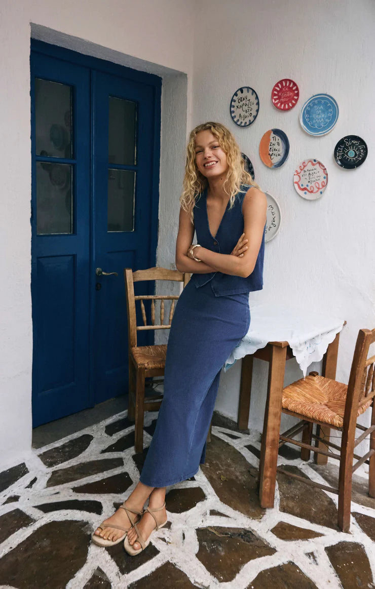 Gail Jersey Midi Skirt - Indigo