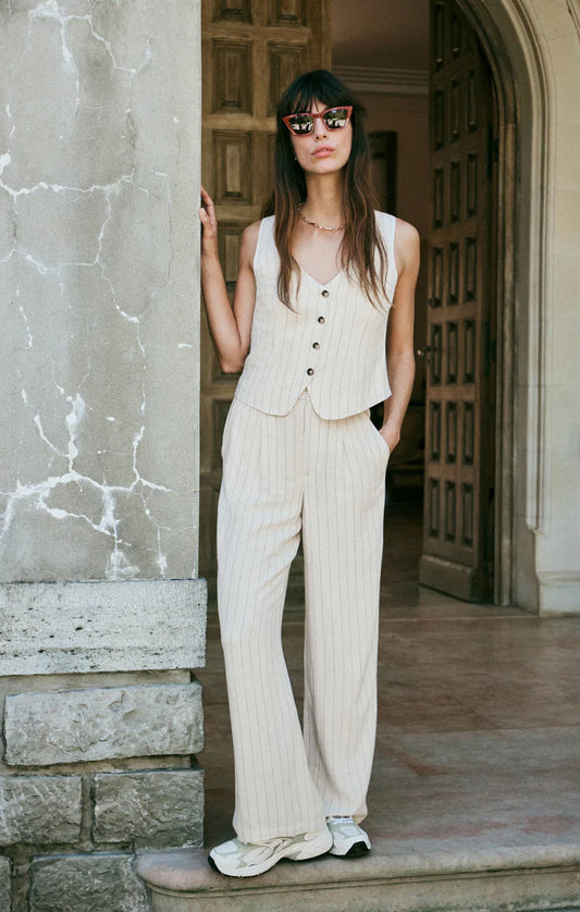 Bennett Pinstripe Pant - Flax