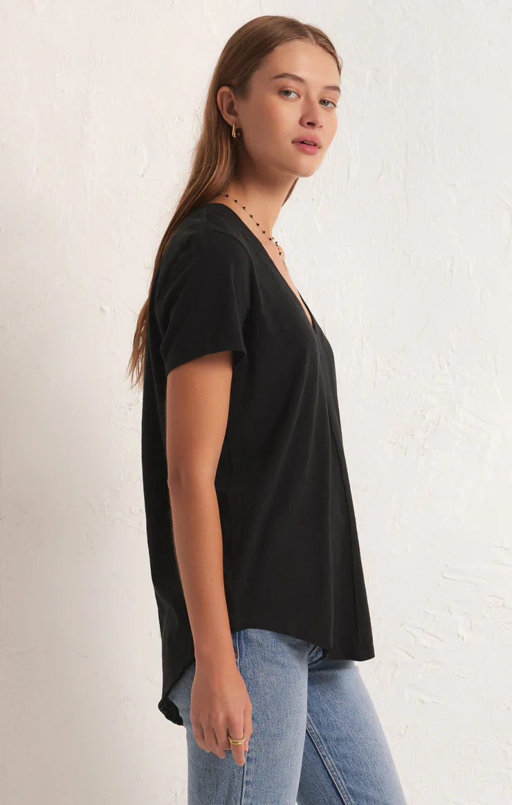 Asher V-neck Tee - Black