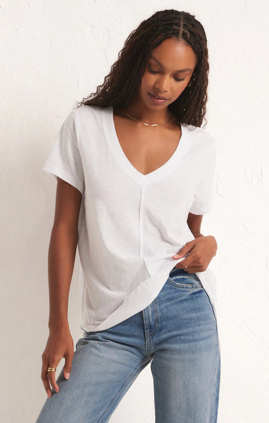 Asher V-neck Tee - White