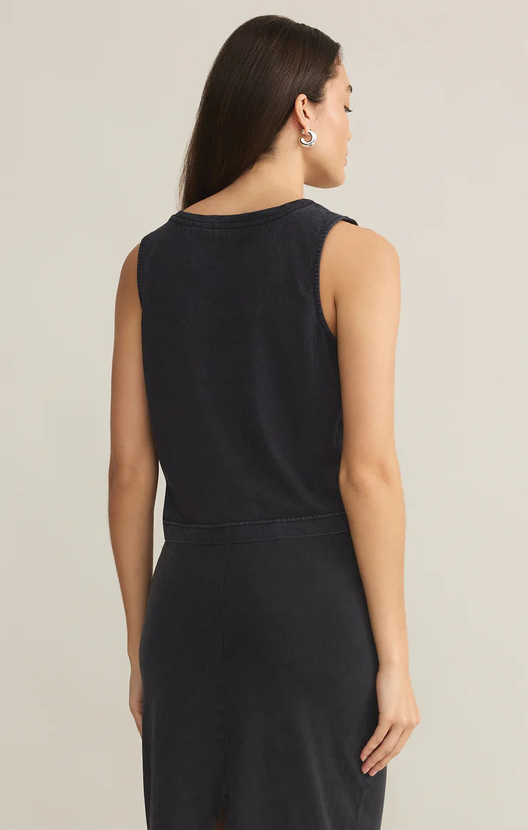 Sloane V-Neck Top - Washed Black