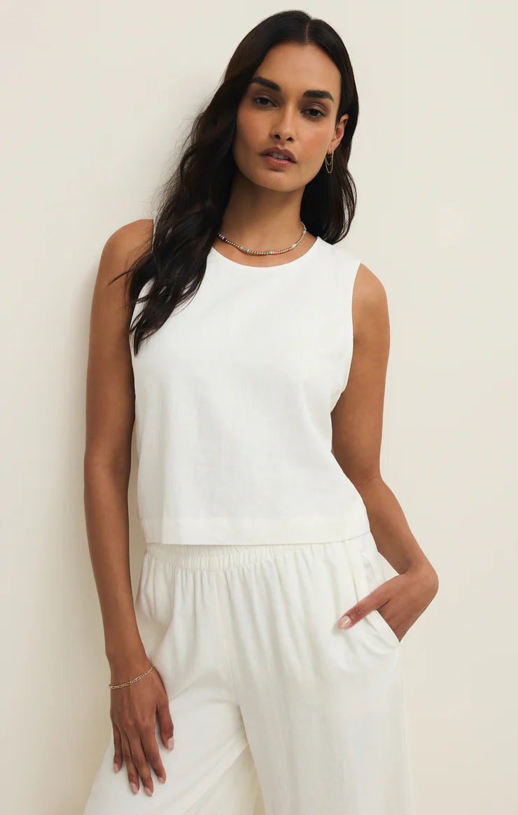 Sloane Linen Top - White