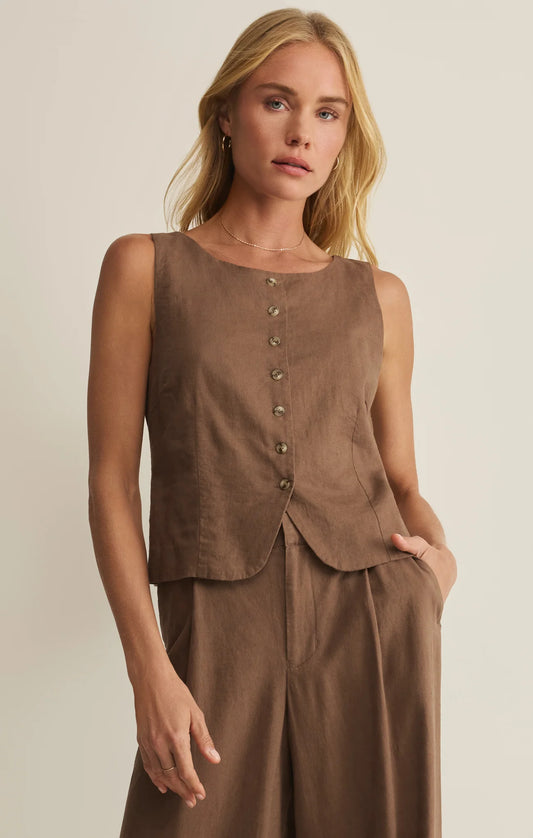 Roman Linen Vest - Palo Santo