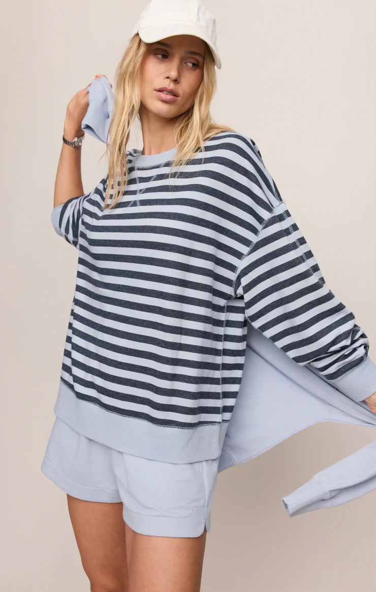 Everyday French Terry Striped Crew - Eclipse