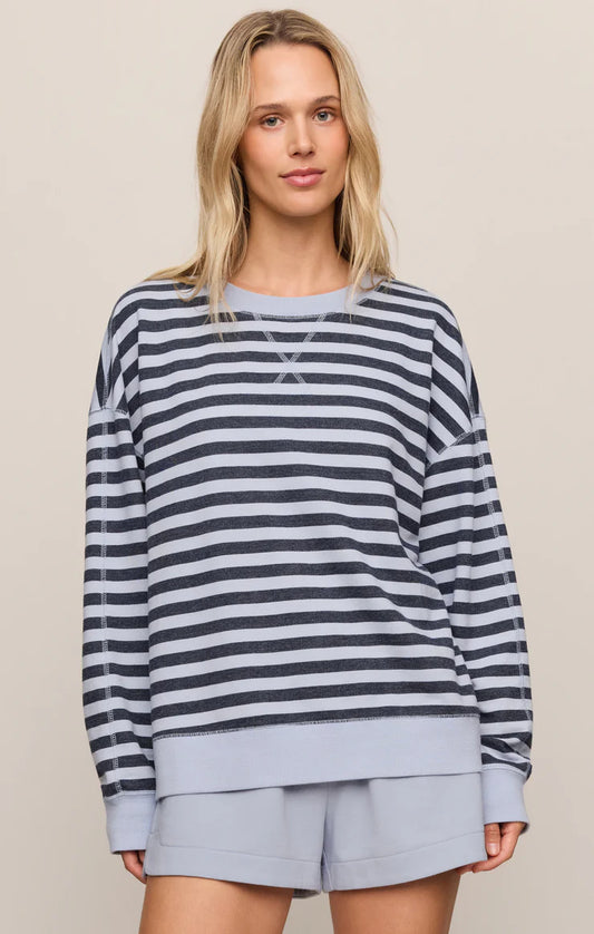 Everyday French Terry Striped Crew - Eclipse