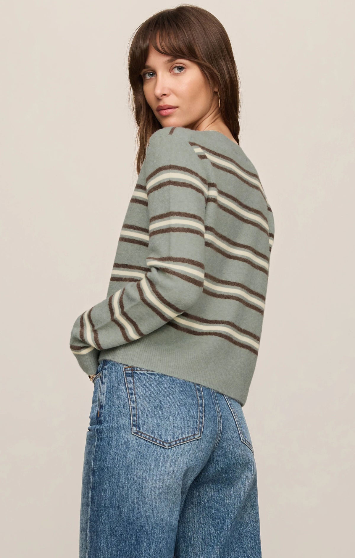 Medina Stripe Sweater - Aqua Cloud