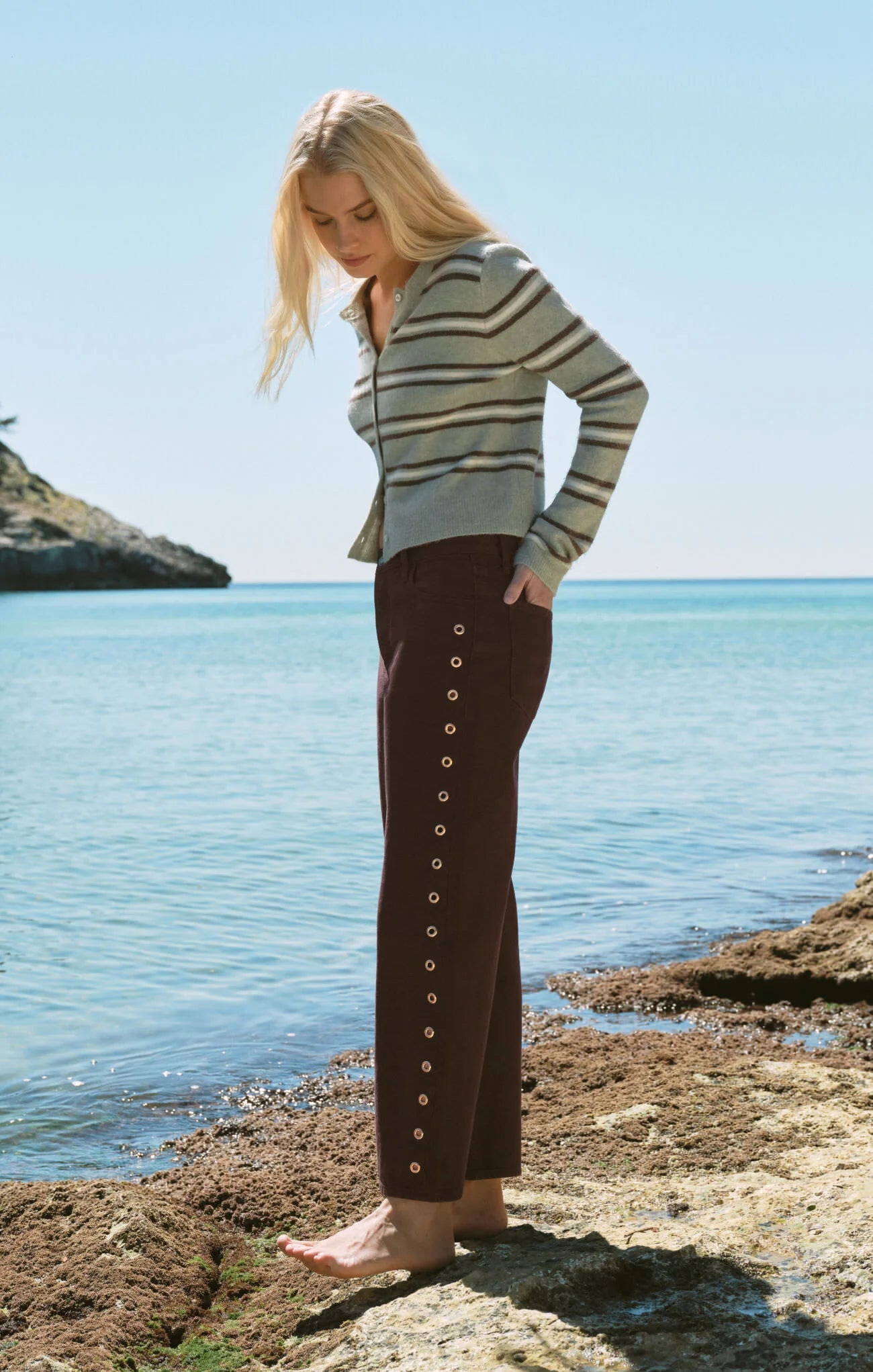 Medina Stripe Sweater - Aqua Cloud