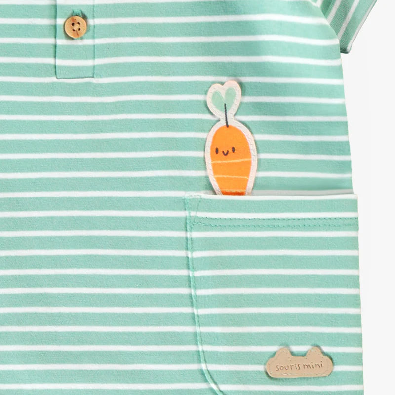 Green Striped  Romper