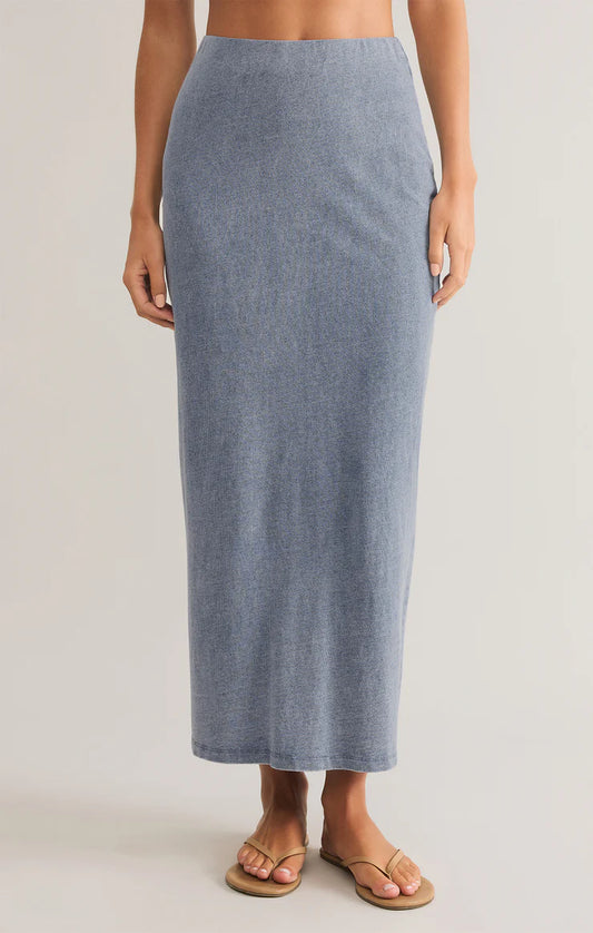 Gail Jersey Denim Midi Skirt - Medium Indigo