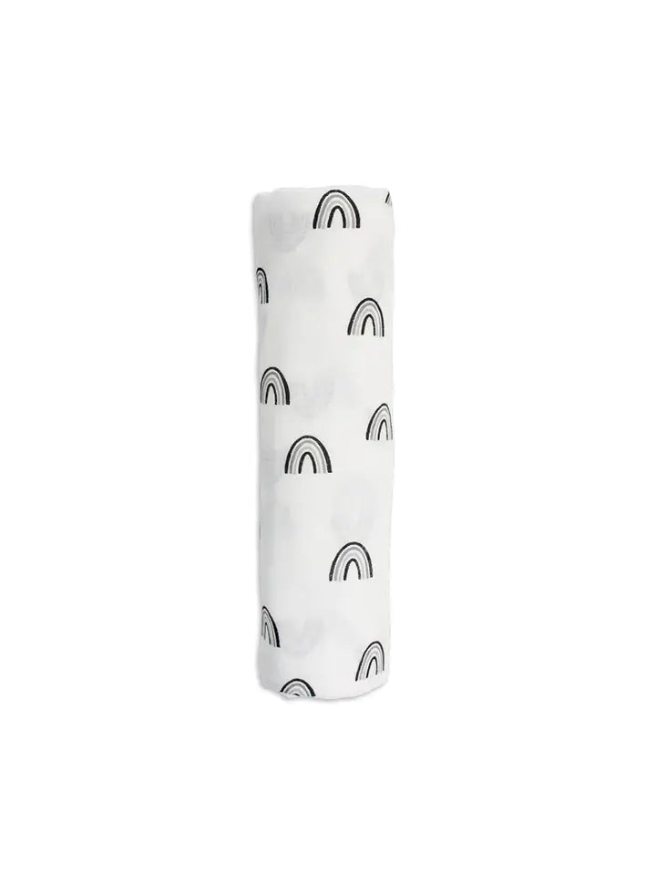 Cotton Muslin Swaddle - Black Rainbow