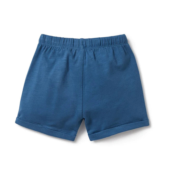 Organic Tie Front Shorts - Dark Blue