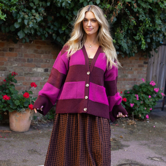 Candice Cardigan - Burgandy/Fuchsia