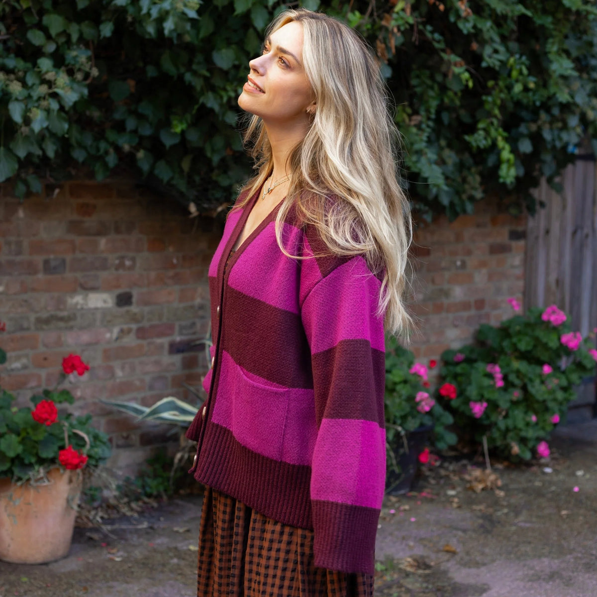 Candice Cardigan - Burgandy/Fuchsia