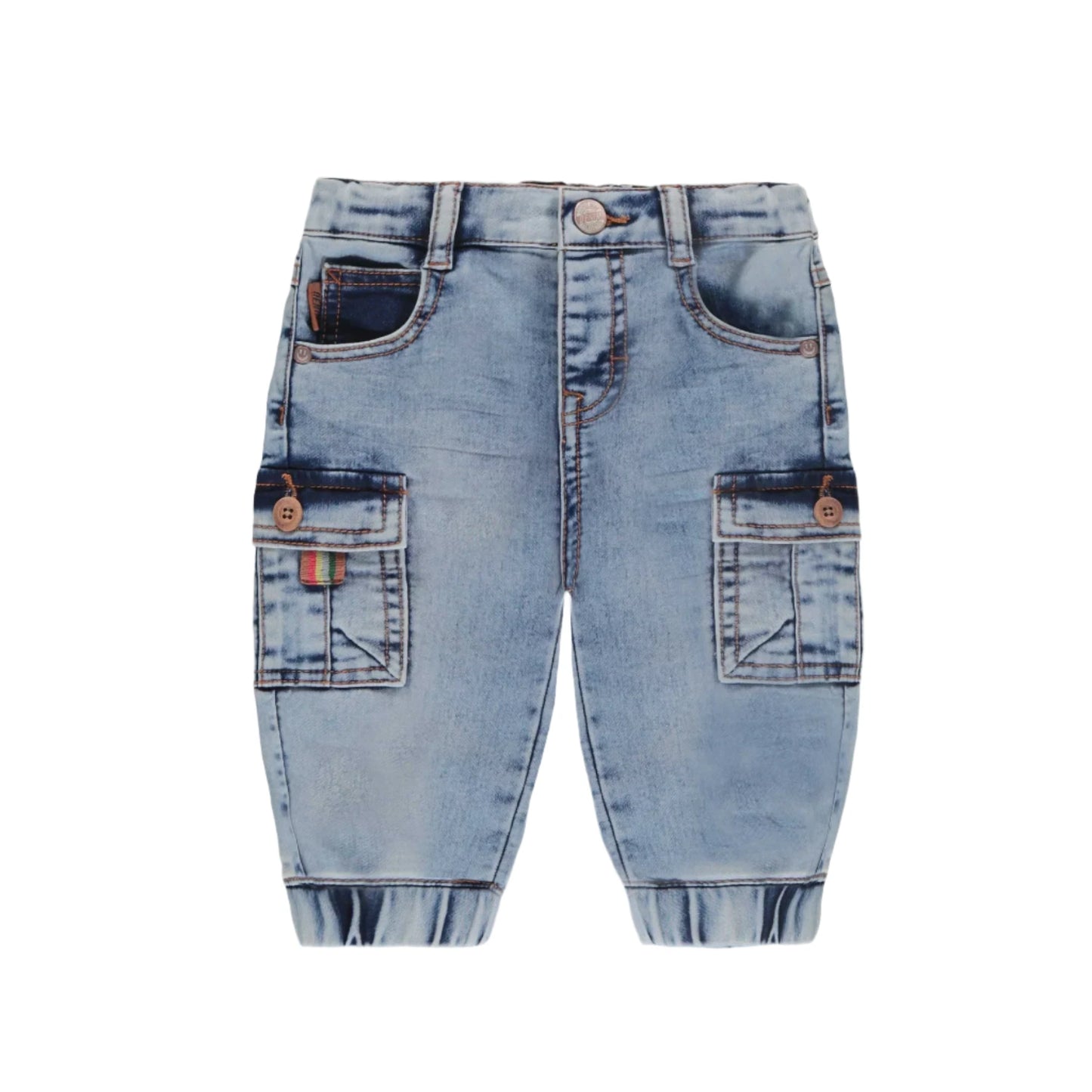 Stretch Denim Joggers - Light Blue