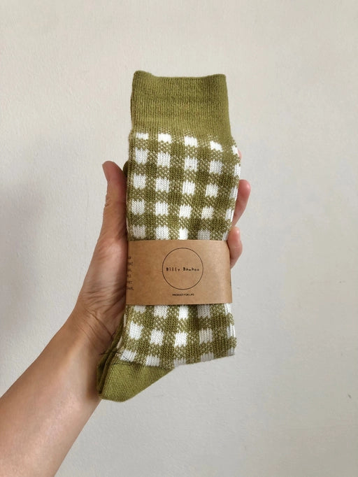 Cotswold Gingham Socks - Avocado