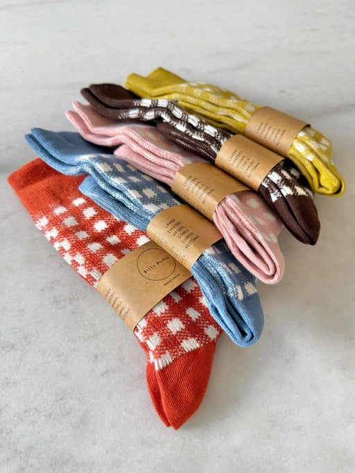 Cotswold Gingham Socks - Blush Pink