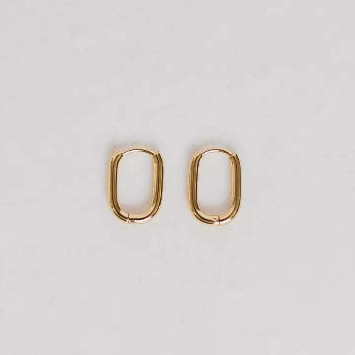 Gold Hoop Earrings - Dainty Oval