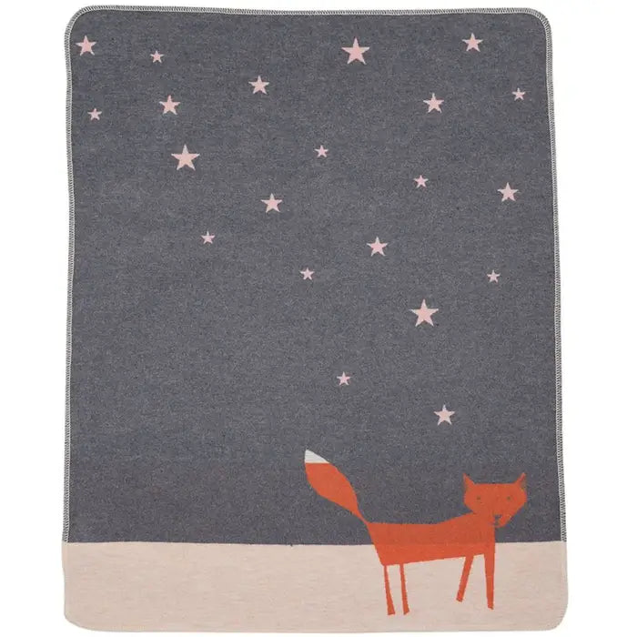 Cotton Flannel Blanket - Fox Under Starry Skies