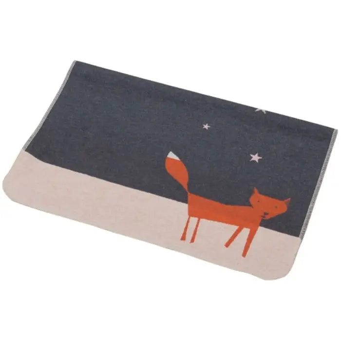 Cotton Flannel Blanket - Fox Under Starry Skies