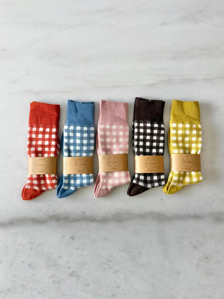Cotswold Gingham Socks - Blush Pink