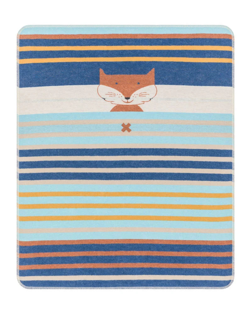 Cotton Flannel Blanket - Fox with Stripes