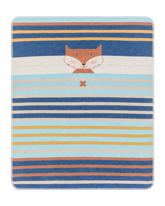 Cotton Flannel Blanket - Fox with Stripes
