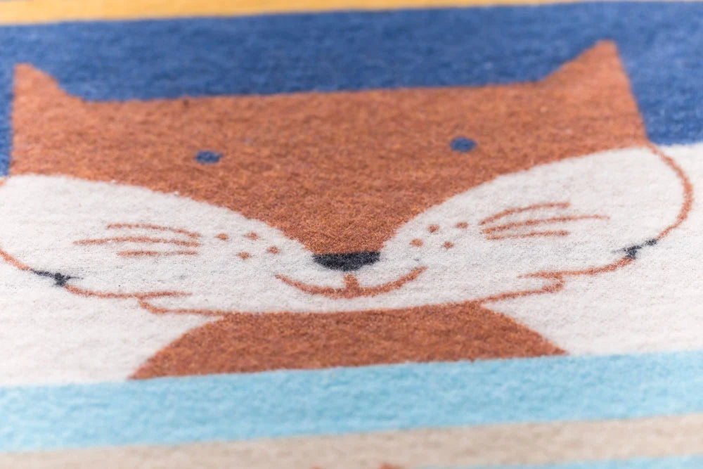 Cotton Flannel Blanket - Fox with Stripes