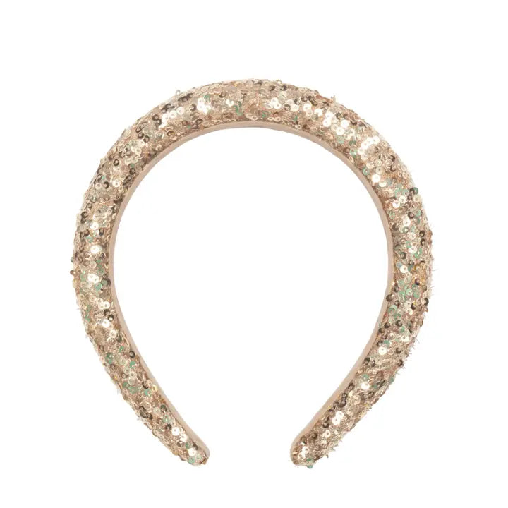 Padded Headband - Gold Sequin