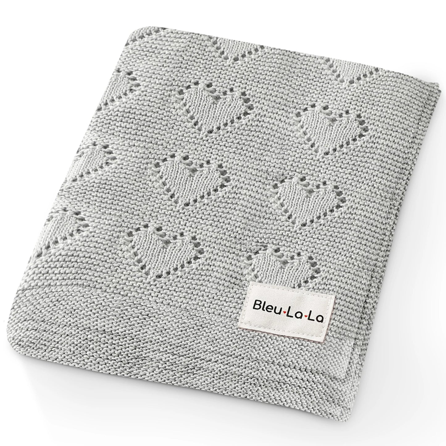 Hearts Knit Blanket - Grey