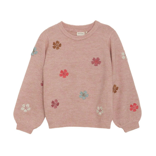 Flower Knit Pullover - Misty Rose
