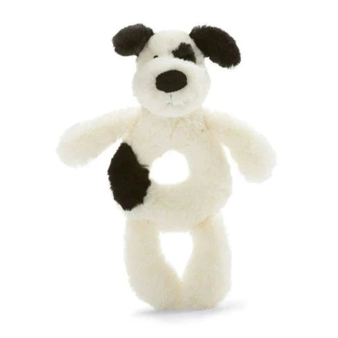 Black and Cream Puppy Rattle