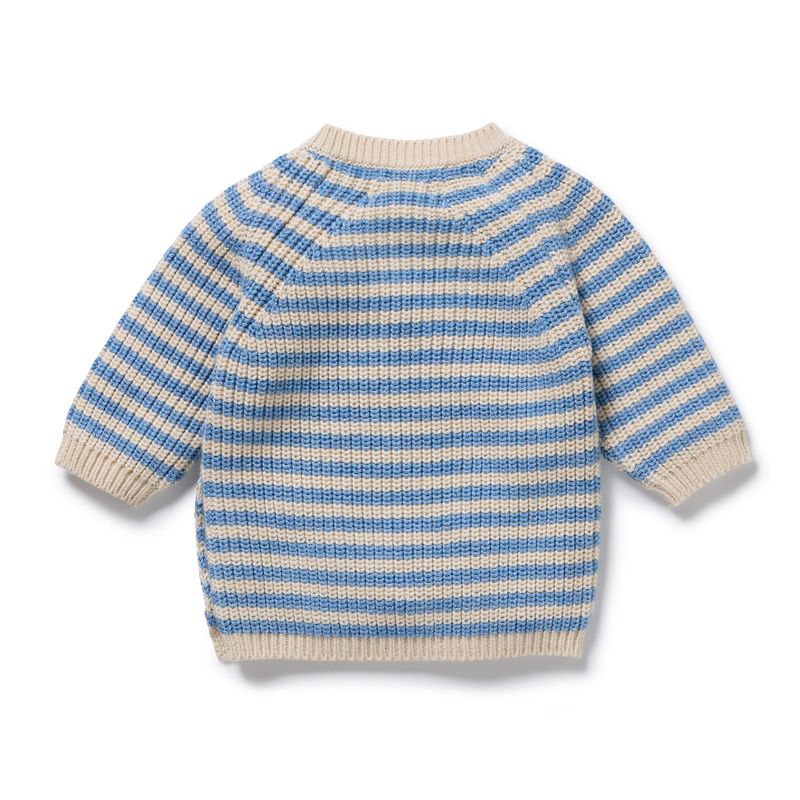 Knit Stripe Kimono Cardigan - Frosted Blue