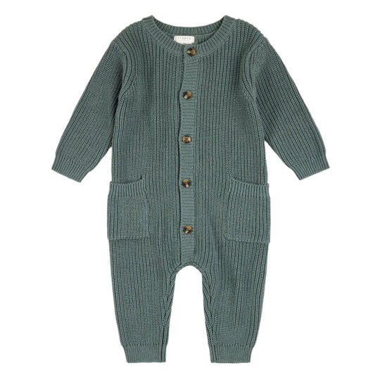 Ribbed Knit Playsuit  - Dark Teal