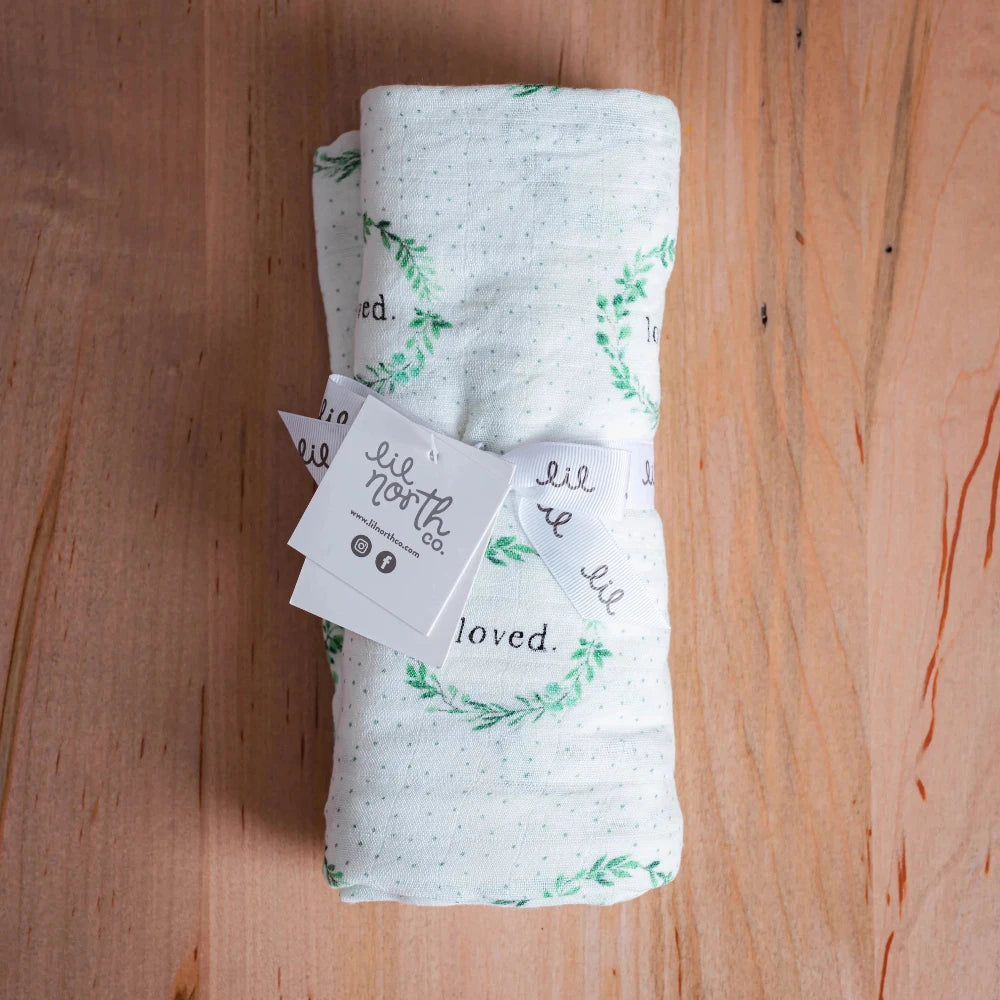 Muslin Swaddle - Loved Wreath