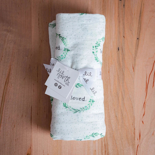 Muslin Swaddle - Loved Wreath