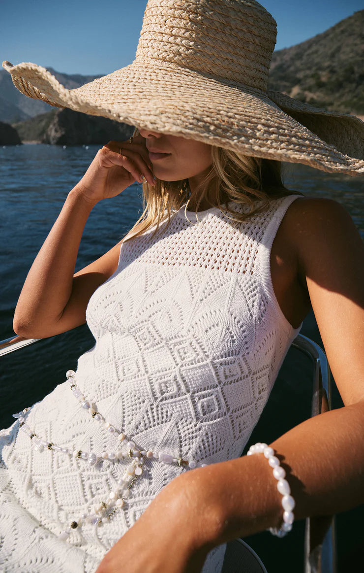 Mallorca Crochet Midi Dress - White