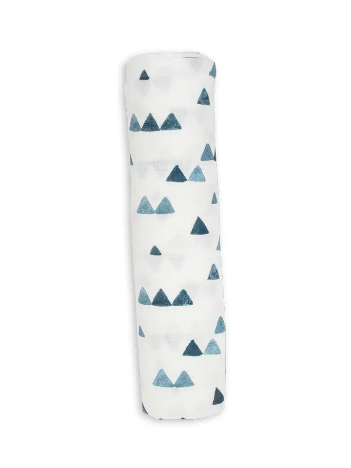 Cotton Muslin Swaddle - Navy Triangles