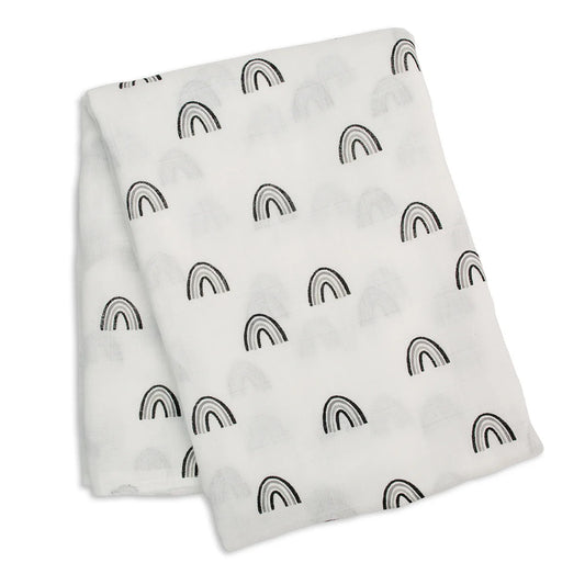 Cotton Muslin Swaddle - Black Rainbow