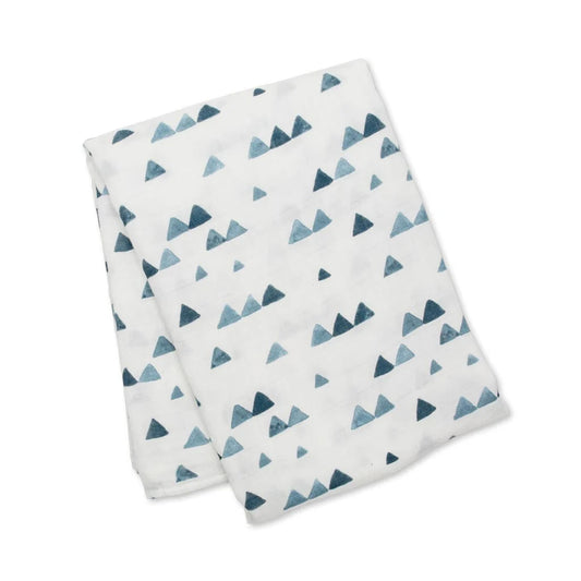 Cotton Muslin Swaddle - Navy Triangles