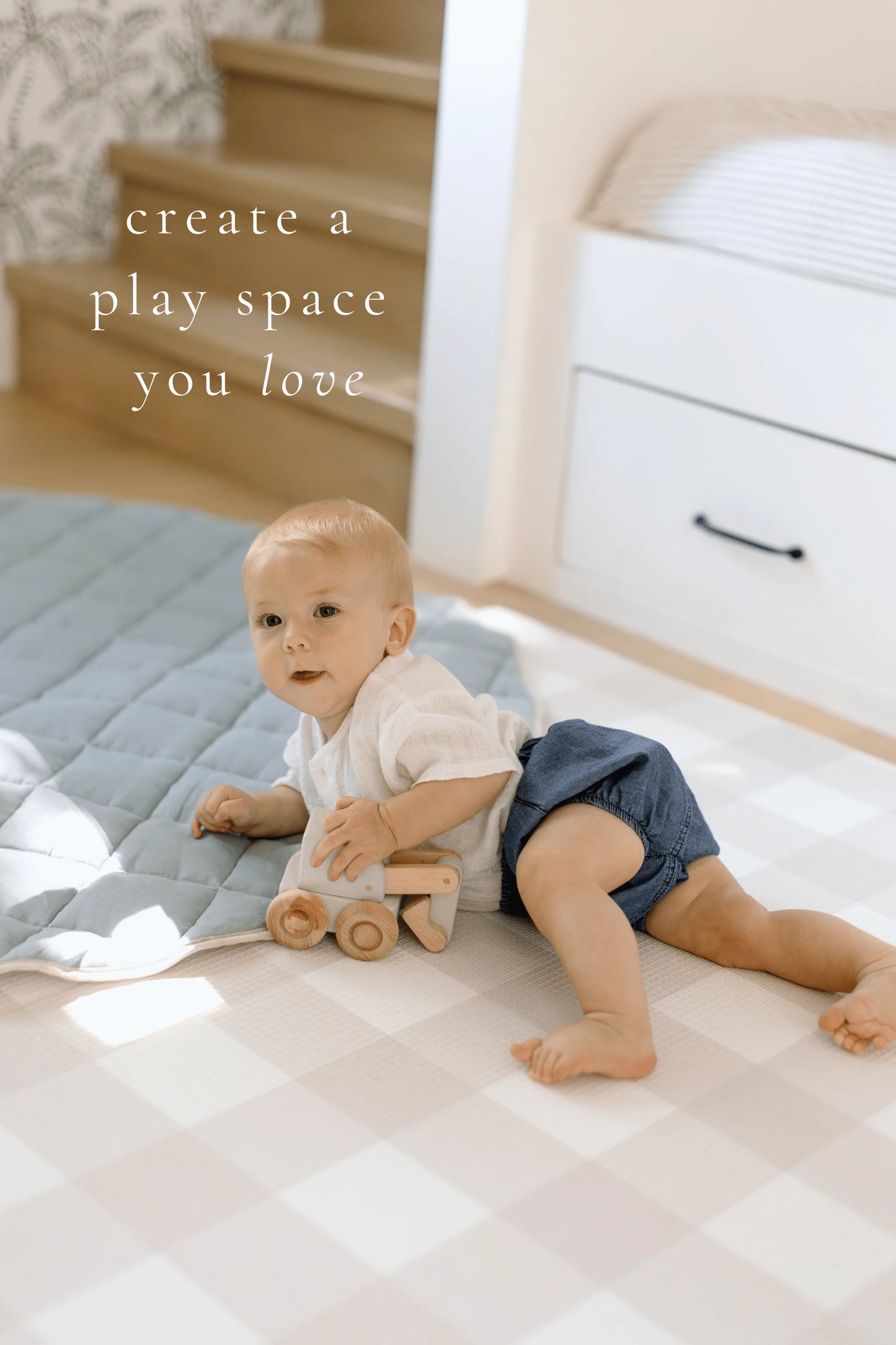 Organic French Linen Play Mat - Sky