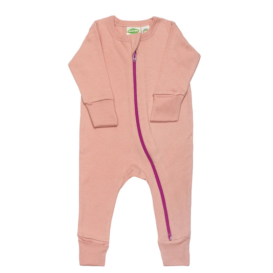 Organic Cotton Zip Romper - Dusty Pink