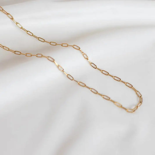 Gold Paperclip Chain Necklace - 18"