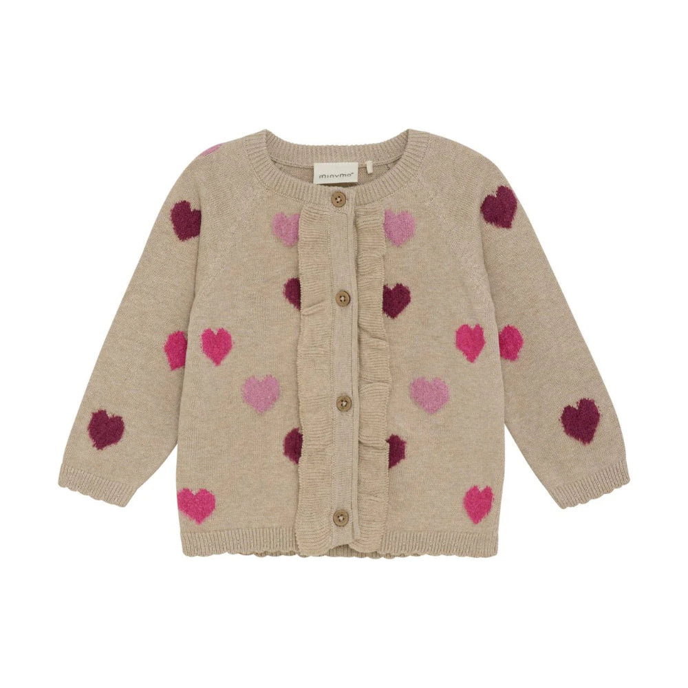 Heart Cardigan - Beige Melange