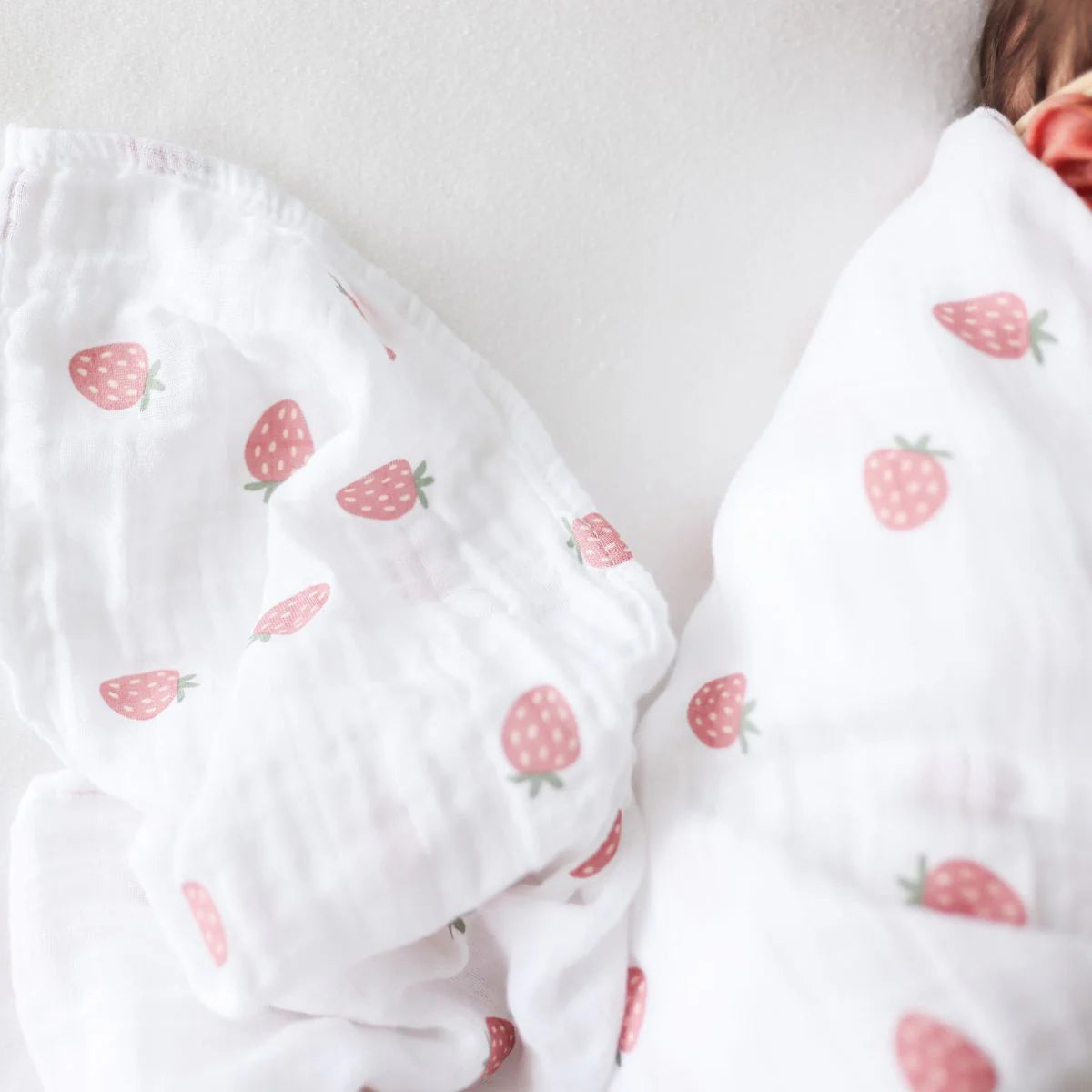 Cotton Muslin Swaddle - Strawberries